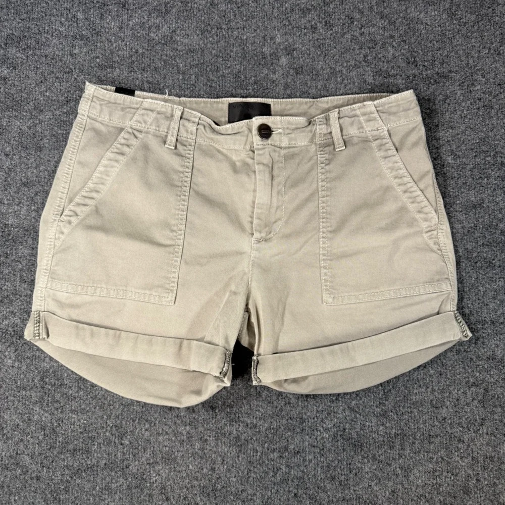 Vince Utility Shorts Khaki Tan Cotton Twill Cuffed Patch Pocket 29 Womens Chino